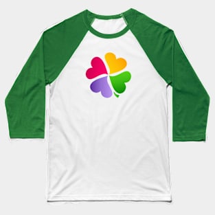 Love Four Leaves Clover Colored Flower Baseball T-Shirt